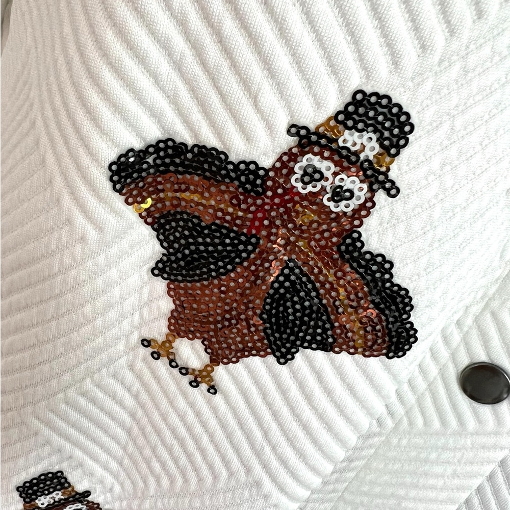 POODIT Super cute sequin turkey Shacket S L XL - Picture 5 of 10